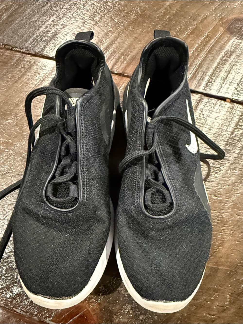 Nike Black Knit Slip-On Sneakers with White Swoosh